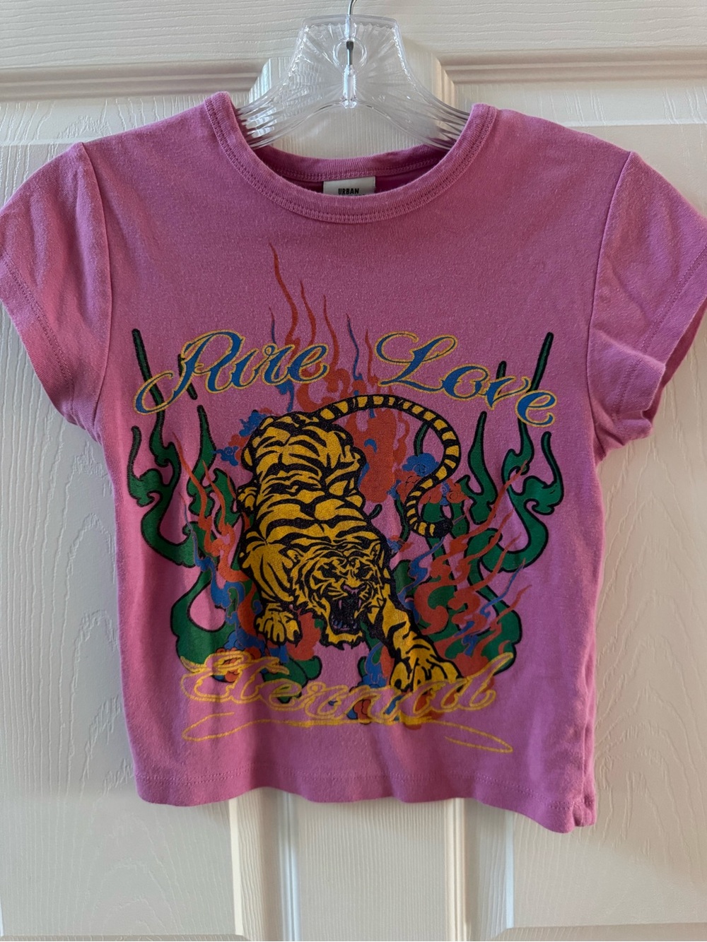 Urban Outfitters Pink Pure Love Eternal Tiger Graphic Baby Tee Cropped